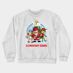 Team Elementary School Santa Elf Reindeer Flossing Christmas Crewneck Sweatshirt